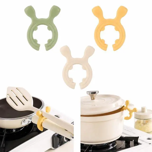 Main image of 3PCS Silicone Pot Handle Holder & Spatula Rest, 2026 Upgraded Heat Resistant Spoon Holder for Stove Top, Anti-Scalding Utensil Rest & Steam Releaser Pot Clip, Non-Slip Kitchen Gadgets Organizer Kit