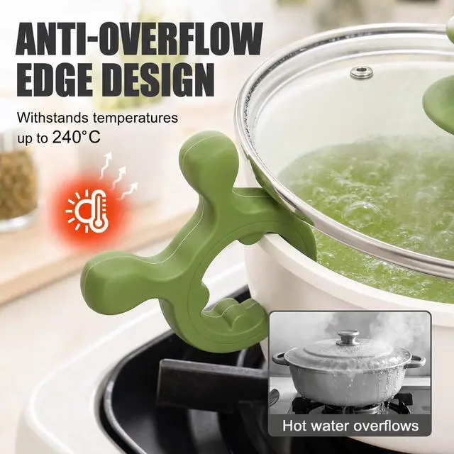 Alt view image 3 of 6 - 3PCS Silicone Pot Handle Holder & Spatula Rest, 2026 Upgraded Heat Resistant Spoon Holder for Stove Top, Anti-Scalding Utensil Rest & Steam Releaser Pot Clip, Non-Slip Kitchen Gadgets Organizer Kit