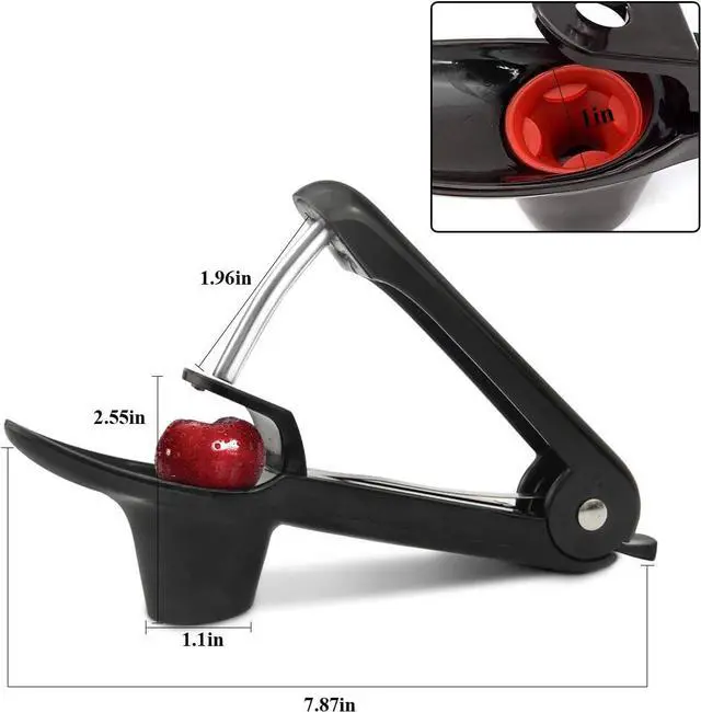 Alt view image 2 of 7 - Cherry Pitter Tool, Cherry Pit Remover Tool, Cherry Picker, Fruit Core Remover Design for Make Delicious Cherries Dishes and Cocktail Cherries (Black)