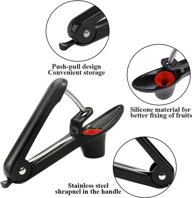 Alt view image 3 of 7 - Cherry Pitter Tool, Cherry Pit Remover Tool, Cherry Picker, Fruit Core Remover Design for Make Delicious Cherries Dishes and Cocktail Cherries (Black)