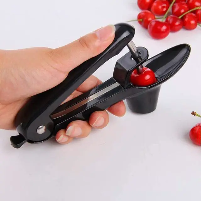 Alt view image 7 of 7 - Cherry Pitter Tool, Cherry Pit Remover Tool, Cherry Picker, Fruit Core Remover Design for Make Delicious Cherries Dishes and Cocktail Cherries (Black)