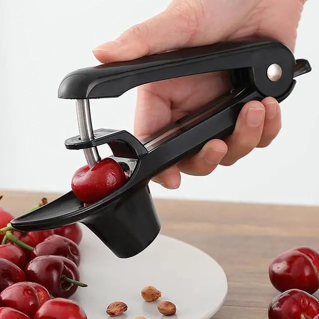Alt view image 6 of 7 - Cherry Pitter Tool, Cherry Pit Remover Tool, Cherry Picker, Fruit Core Remover Design for Make Delicious Cherries Dishes and Cocktail Cherries (Black)