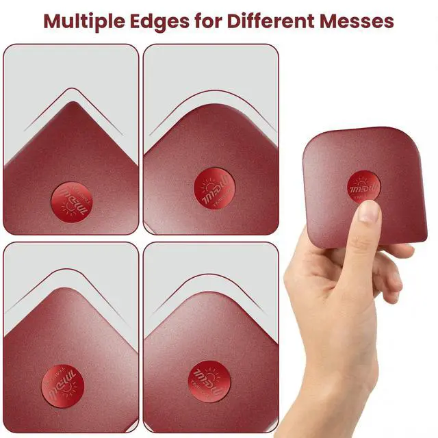 Alt view image 3 of 7 - Pan Scraper Tool for Kitchen 5 Pcs Pot Scraper | Multifunctional Pot Scraper Kitchen Tool, Non-Slip, Food Safe, High Heat Resistant-Red