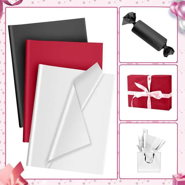 Alt view image 5 of 7 - 30 Sheets Black White Red Tissue Paper for Gift Bags, Tissue Paper Wrap Bulk for Decoration Weddings Birthday DIY Project Christmas Gift Wrapping Crafts Decor, 14 X 20 Inches