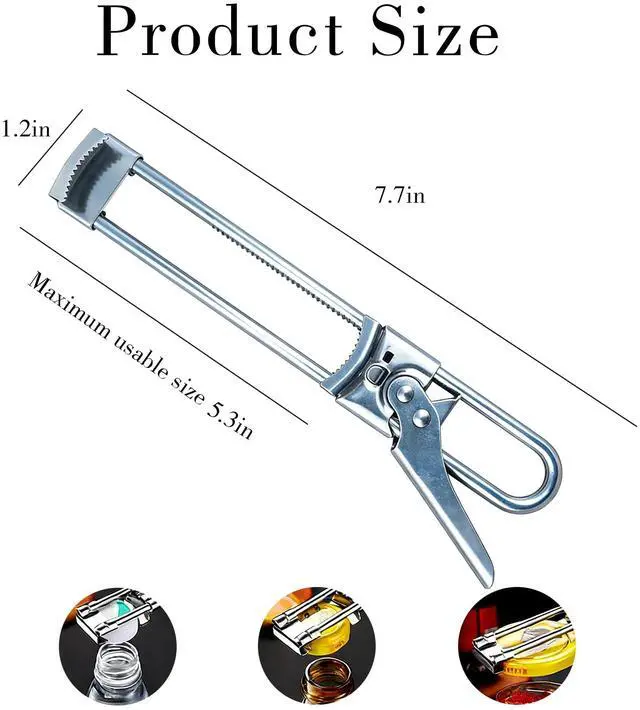 Alt view image 2 of 6 - 2PCS Adjustable Stainless Steel Jar Opener, Manual Can Opener for Arthritis Hands, Multifunctional Bottle Opener & Lid Gripper, Kitchen Gadgets for Seniors