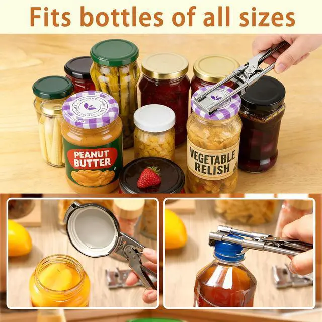 Alt view image 4 of 6 - 2PCS Adjustable Stainless Steel Jar Opener, Manual Can Opener for Arthritis Hands, Multifunctional Bottle Opener & Lid Gripper, Kitchen Gadgets for Seniors