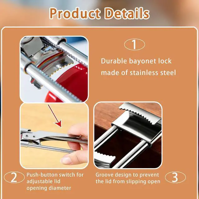 Alt view image 5 of 6 - 2PCS Adjustable Stainless Steel Jar Opener, Manual Can Opener for Arthritis Hands, Multifunctional Bottle Opener & Lid Gripper, Kitchen Gadgets for Seniors