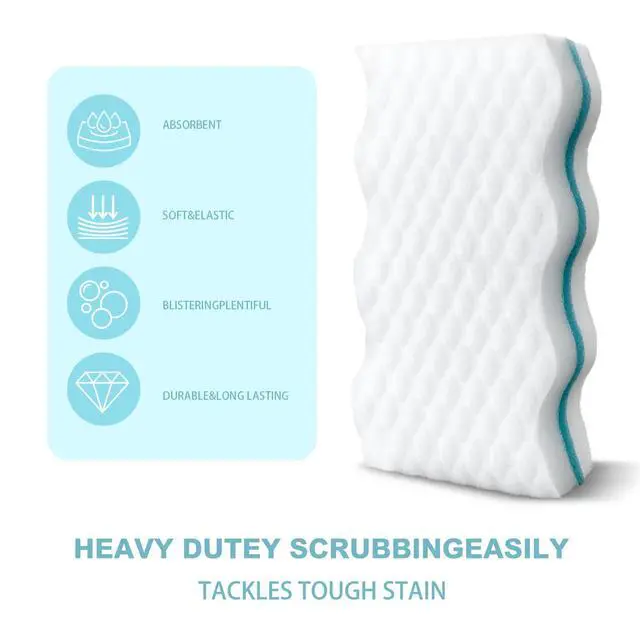 Alt view image 6 of 6 - Magic Sponge Eraser, Extra Durable, Multi Purpose Cleaner, Shoe, Bathroom, Shower, and Car Window and Windshield Cleaner, Cleaning Pads, 6 Count