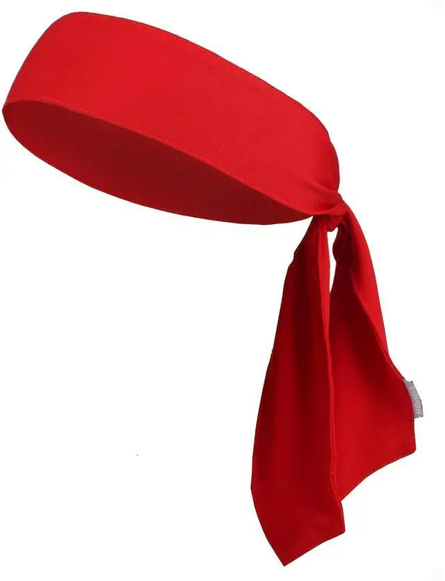 Main image of Tough Headwear Tie Headband for Men - Tennis Headband for Women, Sweat Band for Workout, Running, Football, Basketball, Athletics - Red