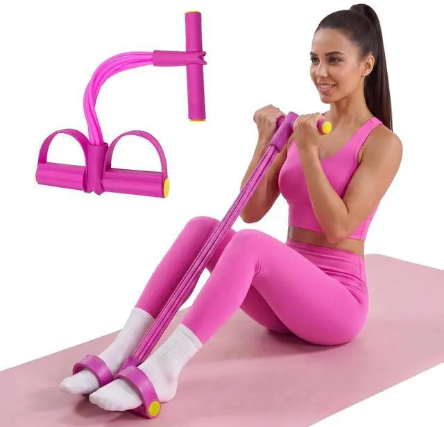 Main image of Pedal Resistance Bands with Handles, 6-Tube for Home Gym | Natural Latex, 50lbs Max Resistance, Full-Body Workout, Travel-Friendly, for Arms Legs Abs Glutes