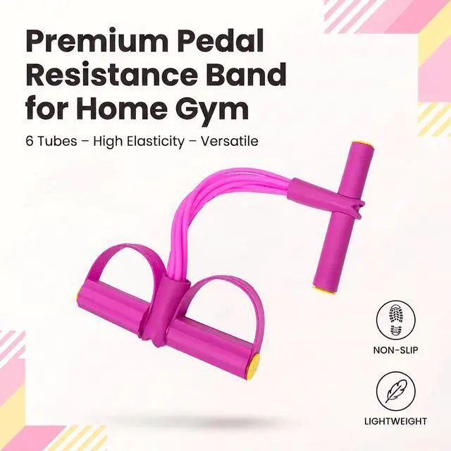 Alt view image 2 of 7 - Pedal Resistance Bands with Handles, 6-Tube for Home Gym | Natural Latex, 50lbs Max Resistance, Full-Body Workout, Travel-Friendly, for Arms Legs Abs Glutes