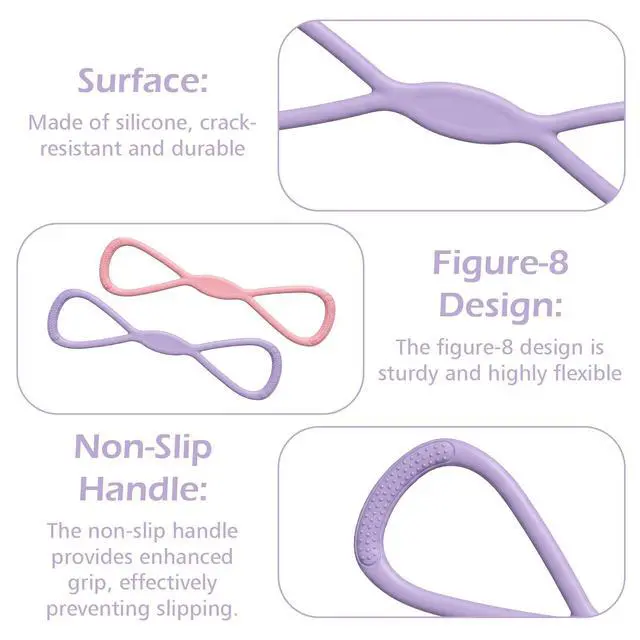Alt view image 3 of 7 - 2 Pcs Figure 8 Resistance Band with Handles Arm Resistance Bands 15lb | for Women Men, 8 Shaped, Silicone, Stretch, Shoulder Resistances Band, Exercise Workout Bands, for Arm Back Shoulder