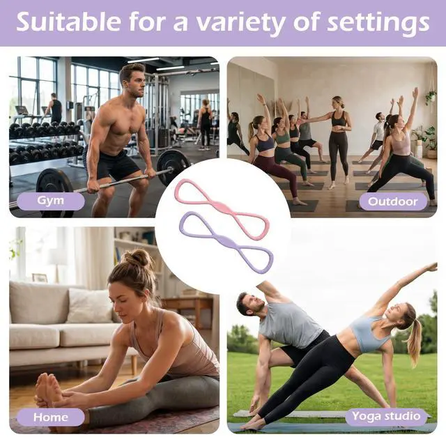 Alt view image 6 of 7 - 2 Pcs Figure 8 Resistance Band with Handles Arm Resistance Bands 15lb | for Women Men, 8 Shaped, Silicone, Stretch, Shoulder Resistances Band, Exercise Workout Bands, for Arm Back Shoulder