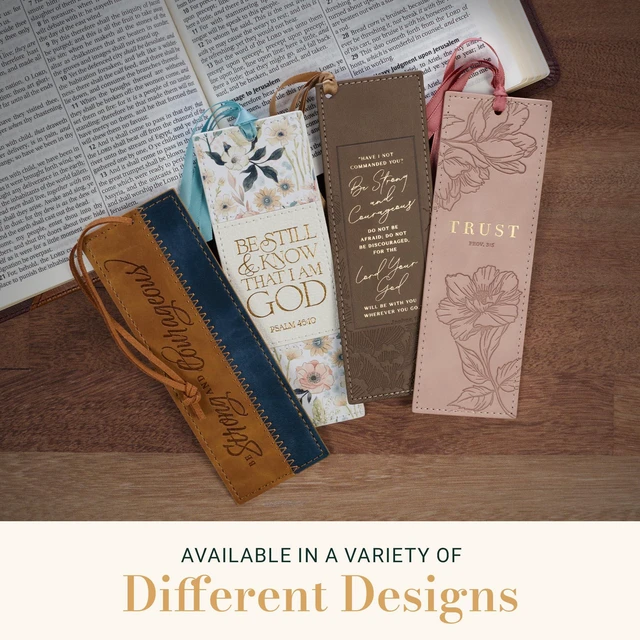 Alt view image 6 of 6 - Art Gifts Faux Leather Bookmark for Men: Lord is My Strength | Exodus 15:2 Bible Verse, Heat-Debossed, Faith-Based Reading Accessory Cord, Brown, Christian Bookmarks for Men, Friend Gifts