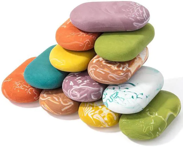 Main image of Marble Pencil Erasers, 12 Pack, 1" x 2" | Soft Rubber Marble Pencil Erasers for School, Office, Art Sketching, Homework, Exams, Clean Smudge-Free Correction