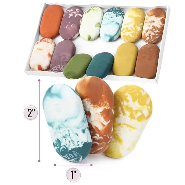 Alt view image 4 of 7 - Marble Pencil Erasers, 12 Pack, 1" x 2" | Soft Rubber Marble Pencil Erasers for School, Office, Art Sketching, Homework, Exams, Clean Smudge-Free Correction