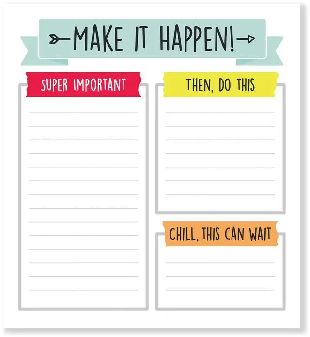 Main image of Aim High To Do List Notepad5.75" x 6.25" Paper Stationery, Daily Checklist, Goals, Reminders, Notes, Motivational Organizer (50 sheets)