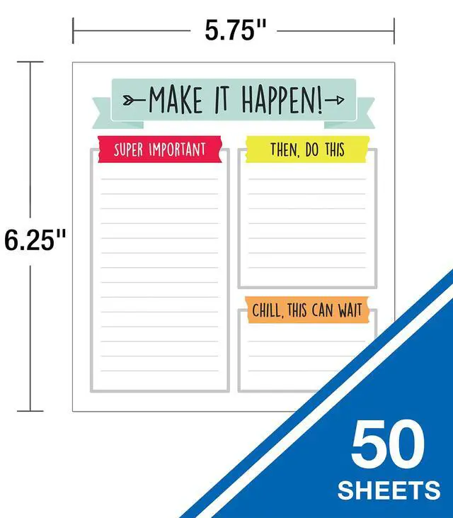 Alt view image 3 of 3 - Aim High To Do List Notepad5.75" x 6.25" Paper Stationery, Daily Checklist, Goals, Reminders, Notes, Motivational Organizer (50 sheets)