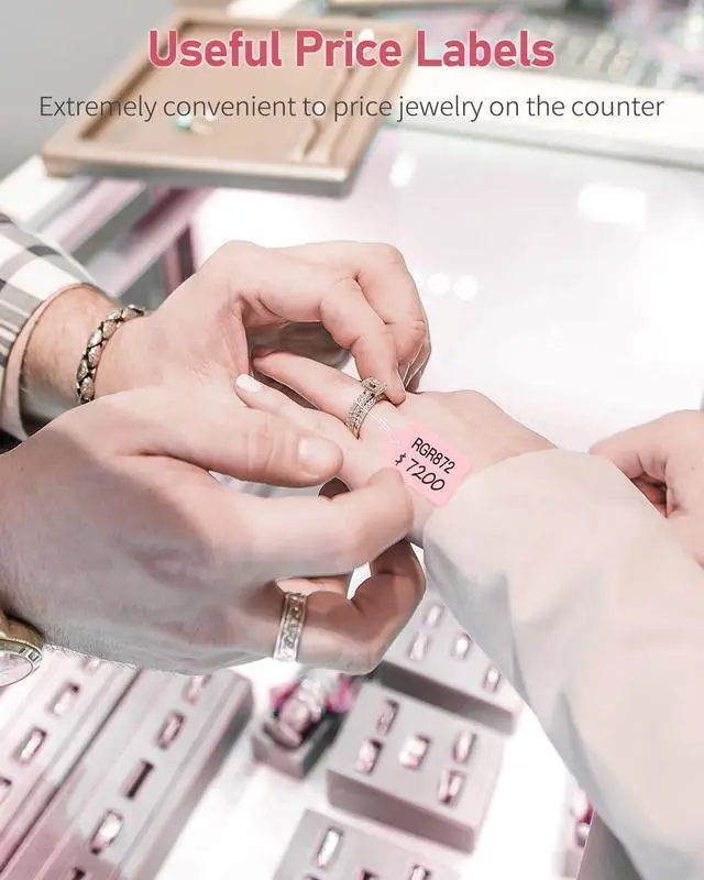 Alt view image 2 of 7 - 200 Pcs Price Tags with String Attached 1 3/8" x 7/8" Writable Pink Hang Tag String Tag for Pricing Clothing Jewelry Price Display Labels Blank Merchandise Marking Paper Label