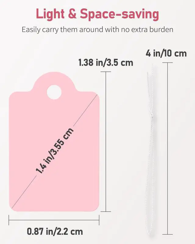Alt view image 6 of 7 - 200 Pcs Price Tags with String Attached 1 3/8" x 7/8" Writable Pink Hang Tag String Tag for Pricing Clothing Jewelry Price Display Labels Blank Merchandise Marking Paper Label