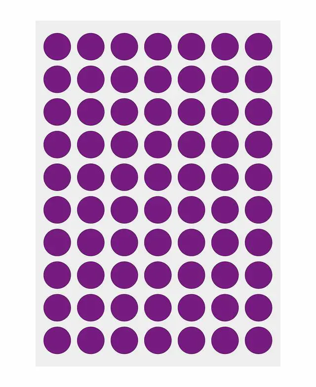 Main image of 3/4 Inch Purple Dot Sticker, Round Color Coding Circle Label | 15 Sheets Per Bag,Copper Plate Paper, Writable with Markers, Permanent Adhesive, Bright Color, For School Garage Sale