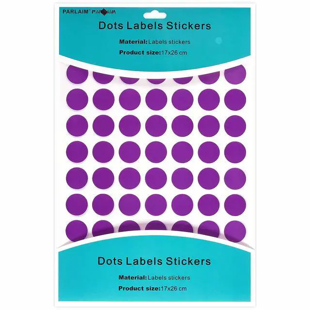 Alt view image 2 of 7 - 3/4 Inch Purple Dot Sticker, Round Color Coding Circle Label | 15 Sheets Per Bag,Copper Plate Paper, Writable with Markers, Permanent Adhesive, Bright Color, For School Garage Sale
