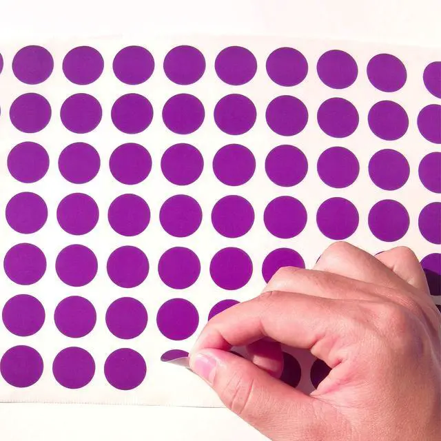 Alt view image 4 of 7 - 3/4 Inch Purple Dot Sticker, Round Color Coding Circle Label | 15 Sheets Per Bag,Copper Plate Paper, Writable with Markers, Permanent Adhesive, Bright Color, For School Garage Sale