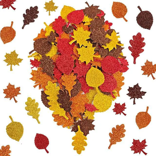Main image of Thanksgiving Crafts for Kids - Maple Leaf Glitter Foam Stickers | 138 PCS Self Adhesive Fall Stickers - Thanksgiving Games for Kids -Friendsgiving Party Supplies Favors for Halloween Gifts