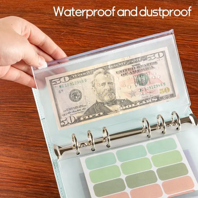 Alt view image 4 of 7 - 16 Pcs A6 Zippered Binder Envelope Pouches for 6-Ring Budget Cash System, Clear Inserts for Money Saving and Budgeting, With 42 Sticky Labels