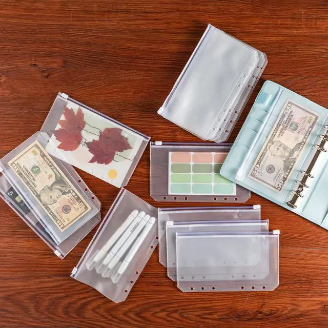 Alt view image 7 of 7 - 16 Pcs A6 Zippered Binder Envelope Pouches for 6-Ring Budget Cash System, Clear Inserts for Money Saving and Budgeting, With 42 Sticky Labels