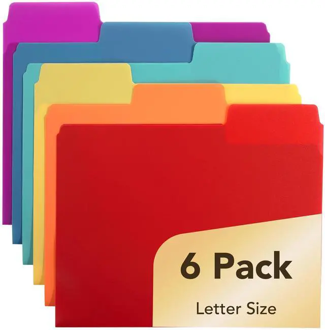 Main image of File Folders, 1/3 Cut Tab, 6 Pack, Assorted Colors, Letter Size | Colored File Folders, Letter File Folders, Color Folders, Office File Folders, Office Supplies File Folders, File Folder