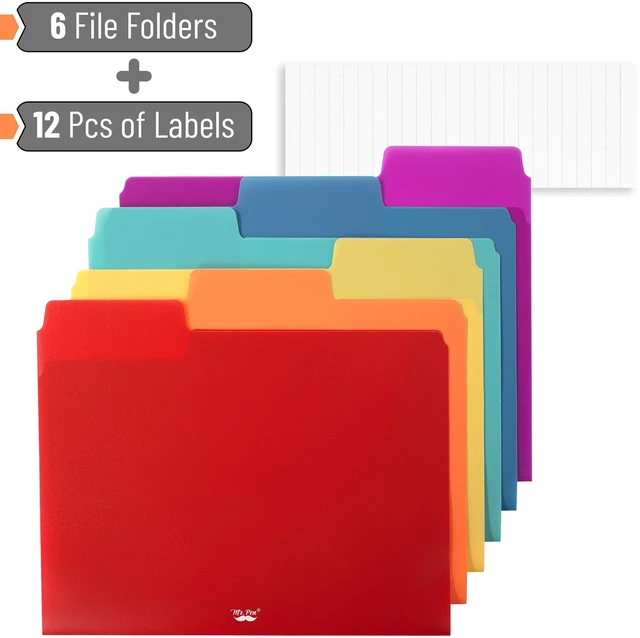 Alt view image 2 of 6 - File Folders, 1/3 Cut Tab, 6 Pack, Assorted Colors, Letter Size | Colored File Folders, Letter File Folders, Color Folders, Office File Folders, Office Supplies File Folders, File Folder