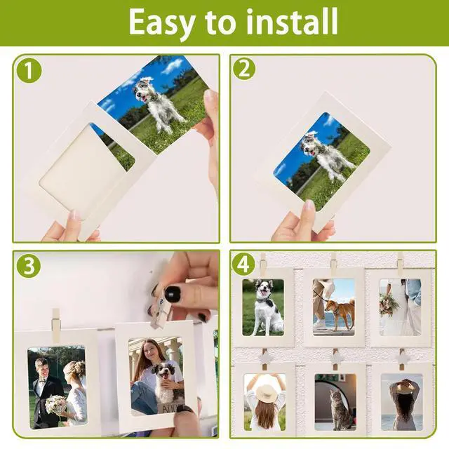 Alt view image 5 of 7 - Paper Frames 4x6'', Black Paper Photo banner with Clip, Paper Hanging Picture Frames with String,10 Pack Paper Photo Frames for Graduation,Birthday,Famliy Wall Photo Display