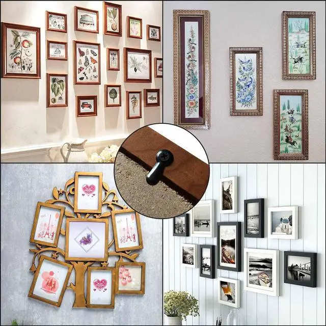 Alt view image 2 of 7 - 160-Piece Metal Picture Frame Set with 160 Screws, Turn Button Fasteners, Black Frame Hardware, Hanging Hangers for Photos, Crafts, Posters