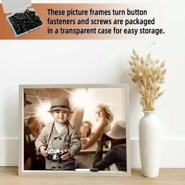 Alt view image 5 of 7 - 160-Piece Metal Picture Frame Set with 160 Screws, Turn Button Fasteners, Black Frame Hardware, Hanging Hangers for Photos, Crafts, Posters