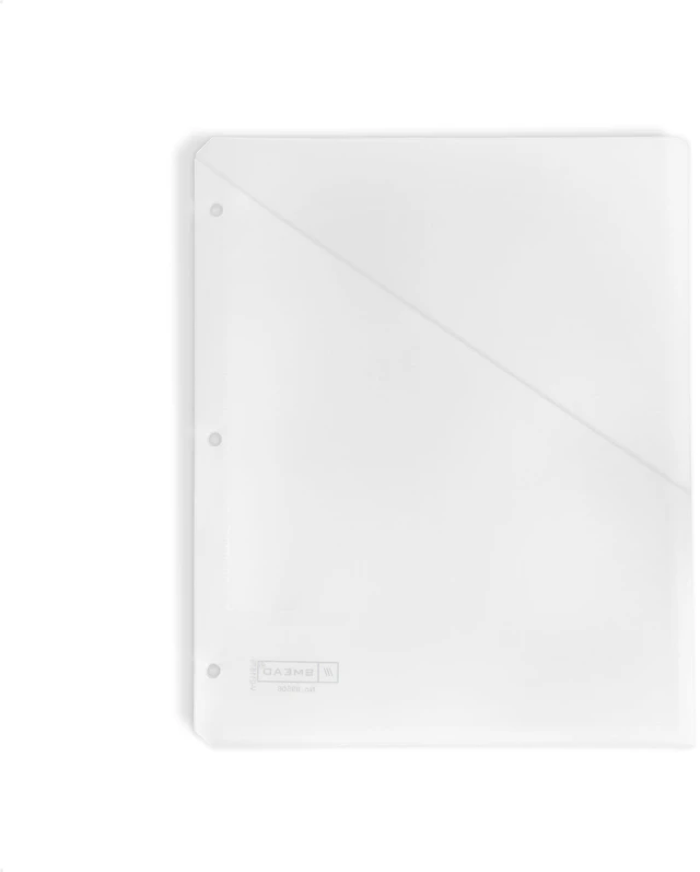 Main image of Plastic Binder Pocket Slash File Jacket, Clear, 5 Count | Binder pockets for a 3 ring binder: 5 clear plastic file folders with pockets, three-hole punched, letter size.