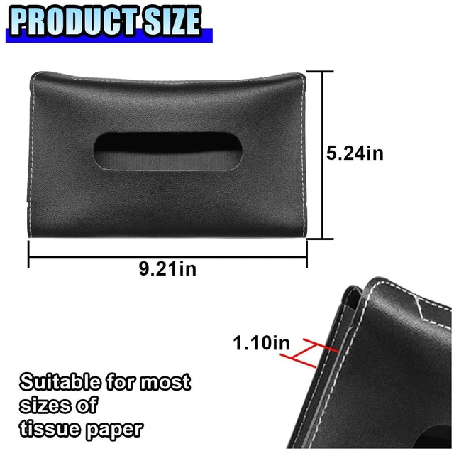 Alt view image 2 of 6 - Car Visor Tissue Holder - Leather Tissue Box Holders Car Mask Dispenser - Hanging Car Napkin Holder Auto Tissues Dispenser - Rectangular Mask Holders Sun Visor Accessory for Vehicles (Black)