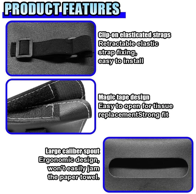 Alt view image 4 of 6 - Car Visor Tissue Holder - Leather Tissue Box Holders Car Mask Dispenser - Hanging Car Napkin Holder Auto Tissues Dispenser - Rectangular Mask Holders Sun Visor Accessory for Vehicles (Black)