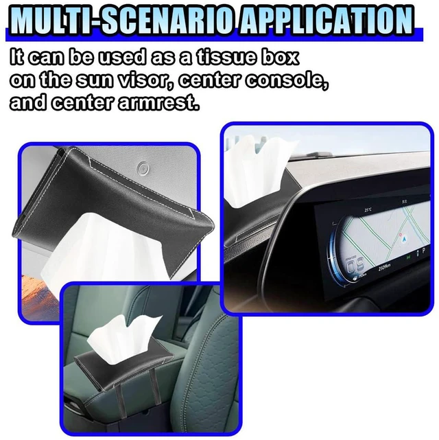 Alt view image 5 of 6 - Car Visor Tissue Holder - Leather Tissue Box Holders Car Mask Dispenser - Hanging Car Napkin Holder Auto Tissues Dispenser - Rectangular Mask Holders Sun Visor Accessory for Vehicles (Black)