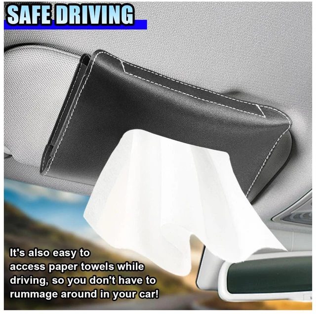 Alt view image 3 of 6 - Car Visor Tissue Holder - Leather Tissue Box Holders Car Mask Dispenser - Hanging Car Napkin Holder Auto Tissues Dispenser - Rectangular Mask Holders Sun Visor Accessory for Vehicles (Black)