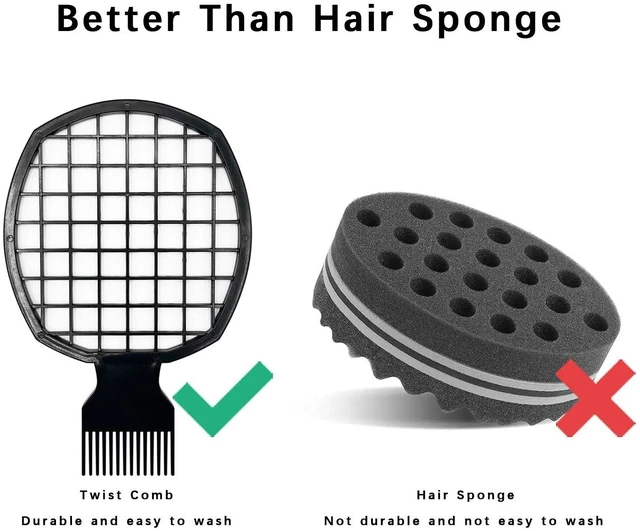 Alt view image 5 of 7 - 2Pcs Upgraded Twist Combs Hair Sponge Brush, Superior to Hair Sponge for Curls in Men and Women, Dual-sided Design, ABS Material, Ergonomic, Lasting Over a Year, 2 Combs Included