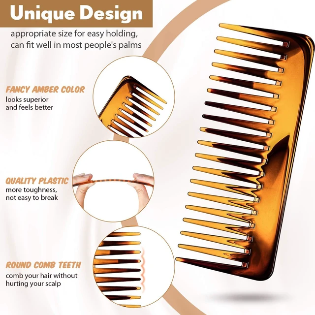 Alt view image 2 of 6 - Wide Tooth Comb No Handle,Brown | Large Hair Detangling Comb, for Curly Wet Dry Hair, Detangler Accessories