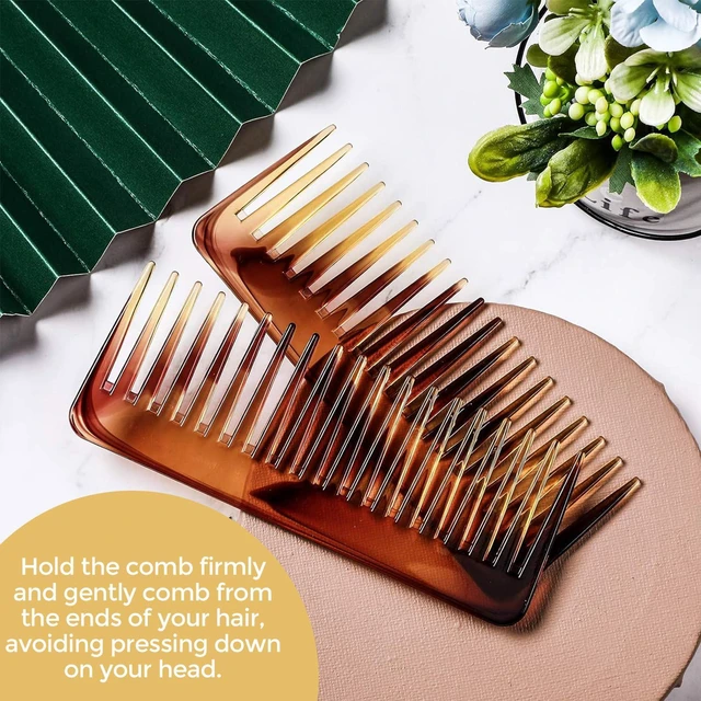Alt view image 4 of 6 - Wide Tooth Comb No Handle,Brown | Large Hair Detangling Comb, for Curly Wet Dry Hair, Detangler Accessories