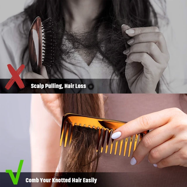 Alt view image 6 of 6 - Wide Tooth Comb No Handle,Brown | Large Hair Detangling Comb, for Curly Wet Dry Hair, Detangler Accessories