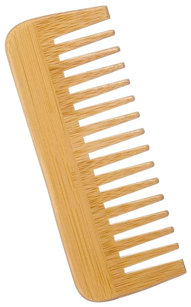 Main image of Wide-Tooth Bamboo Hair Detangling Comb, No Handle, Anti-Static, For Long Hair