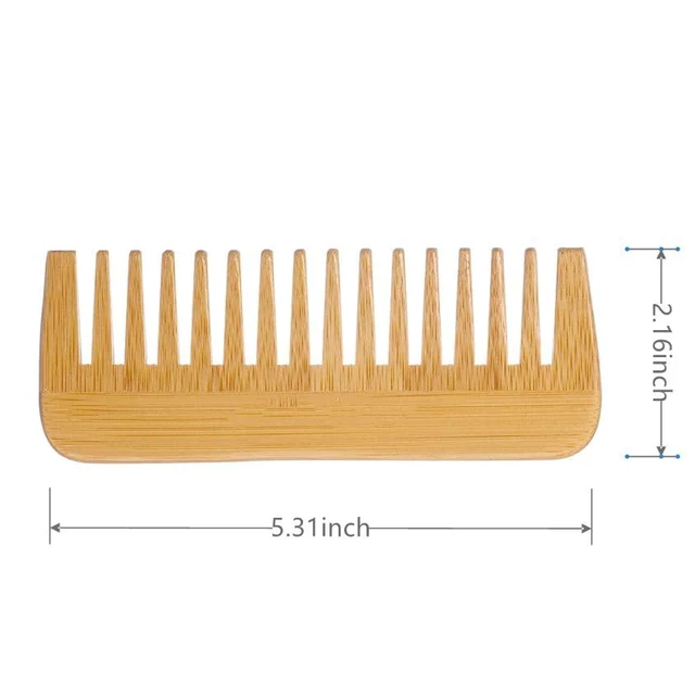 Alt view image 2 of 7 - Wide-Tooth Bamboo Hair Detangling Comb, No Handle, Anti-Static, For Long Hair