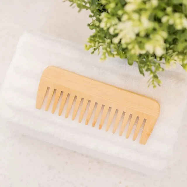 Alt view image 3 of 7 - Wide-Tooth Bamboo Hair Detangling Comb, No Handle, Anti-Static, For Long Hair