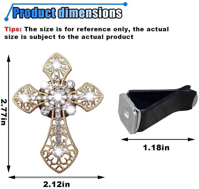 Alt view image 2 of 6 - Bling Car Dashboard Air Vent Trim Clips, Crystal Rhinestone Air Vent Clips, Car Interior Decoration Accessories, Cross Air Conditioning Outlet Clip for Women Girls (Gold, 2PCS)