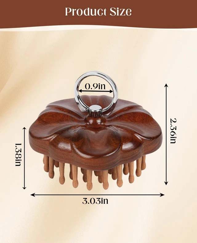 Alt view image 3 of 7 - Scalp Massager Hair Growth Brush, Wooden Scalp Massage Tool with Ring Handle, Portable Detangling Comb