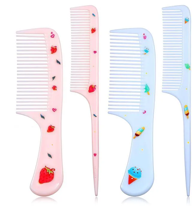 Main image of 4Pcs Baby Hair Comb, Kids Hairs Brush Set for Girls Boys, Cute Hair Comb Set Toddler Hairs Comb, Mini Comb Rat Tail Hairs Styling for Toddler Child's Hair Travel Hair Brush(Style B)